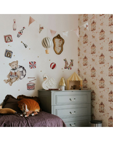 Sticker Ourson Théodore et ses jouets vintage