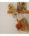 Lampe veilleuse en bois mini oiseau khaki moutarde