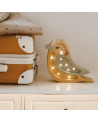 Lampe veilleuse en bois mini oiseau khaki moutarde