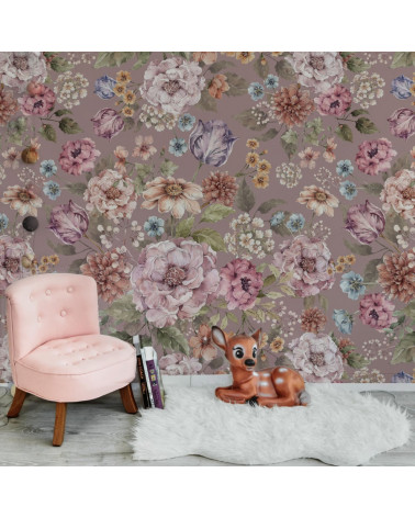 Papier peint enfant Bouquet de fleurs - tons lilas