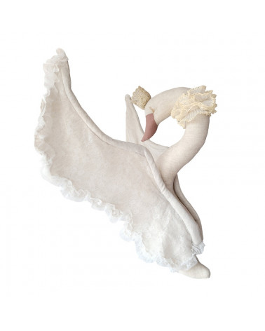 Cygne en lin avec dentelle à suspendre - beige