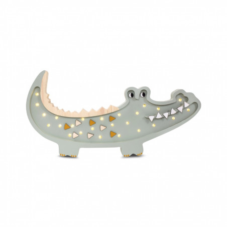 veilleuse crocodile en bois khaki pastel