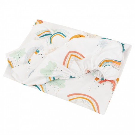 Drap housse bébé 60 cm x 120 cm - motif arc en ciel