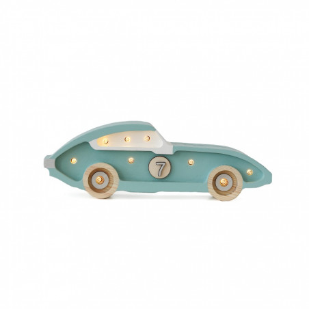 mini veilleuse voiture de course rétro bleu