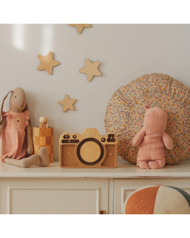 Lampe veilleuse en bois appareil photo mini - cappuccino