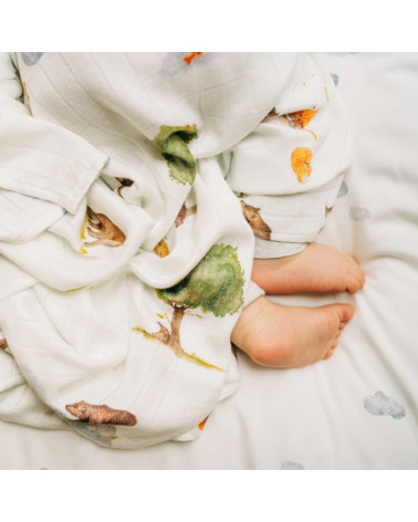 Maxi lange bébé en mousseline de bambou - Collection Oursons
