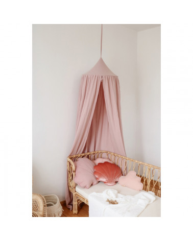 Ciel de lit Rose en mousseline de coton