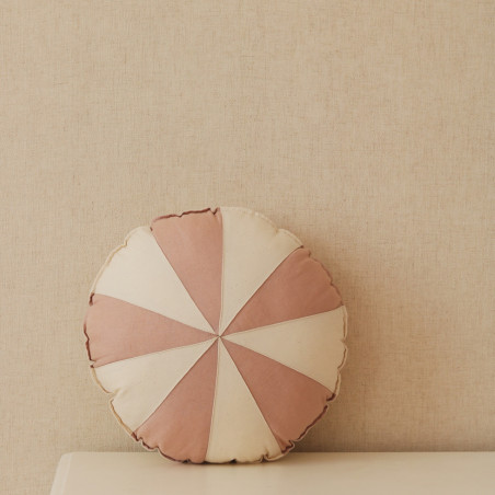 coussin rond cirque rose poudré