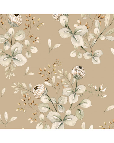 Echantillon papier peint - Trèfles beige