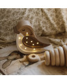 Lampe veilleuse en bois mini oiseau café crème