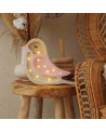 mini veilleuse en bois oiseau rose