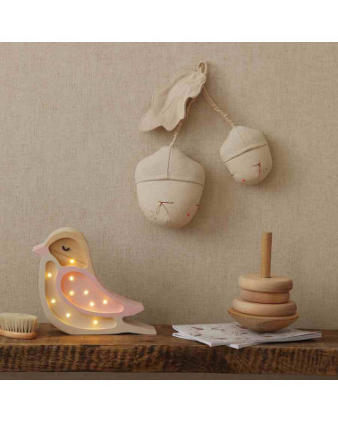 veilleuse en bois oiseau rose