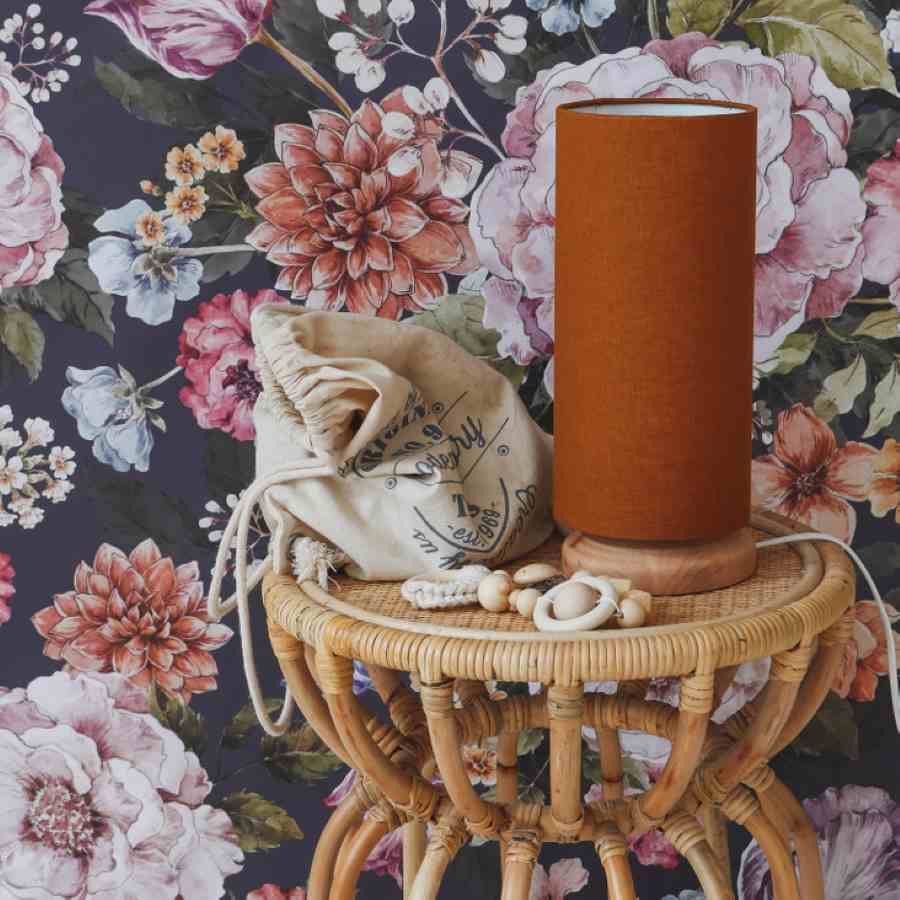 Lamps & Company lampe de chevet - Tube en lin caramel