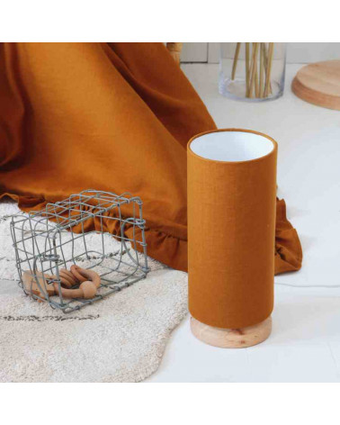 Lamps & Company lampe de chevet - Tube en lin caramel