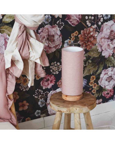 lampe de chevet tube, abat-jour en en rose poudré
