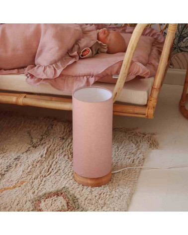 Lamps & Company lampe de chevet - Tube en lin rose poudré