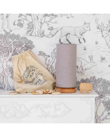 Lampe de chevet tube en lin gris