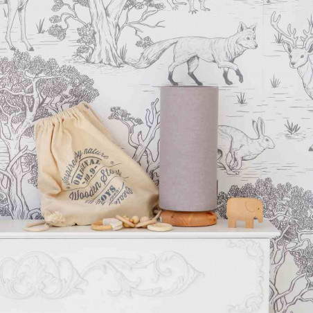 Lampe de chevet tube en lin gris
