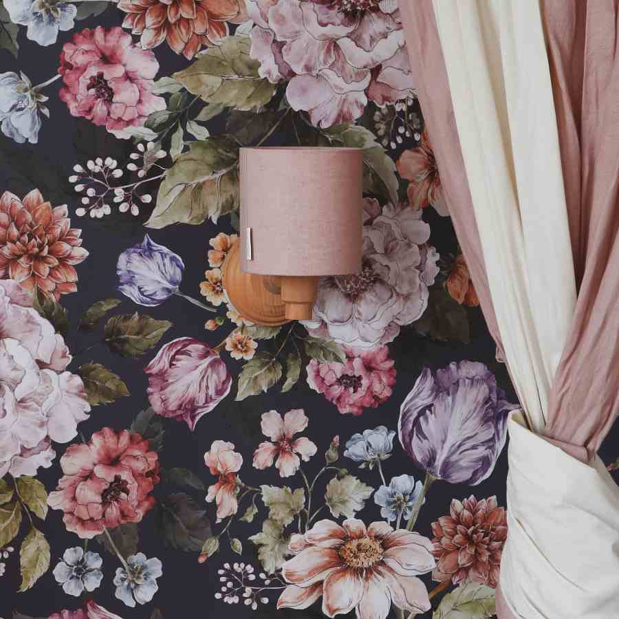 Applique enfant en lin , base en bois naturel huilé