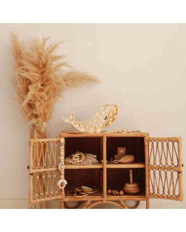 Lampe veilleuse en bois baleine blanche