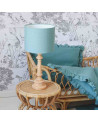 lampe à poser abat jour en lib bleu turquoise