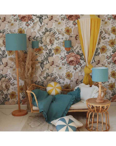 Lamps & Company lampe à poser - Abat-jour en lin bleu turquoise