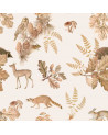Echantillon papier peint - foret automnale et animaux