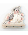 Etagère patère en bois oiseau