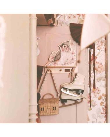 Étagère patère en bois oiseau