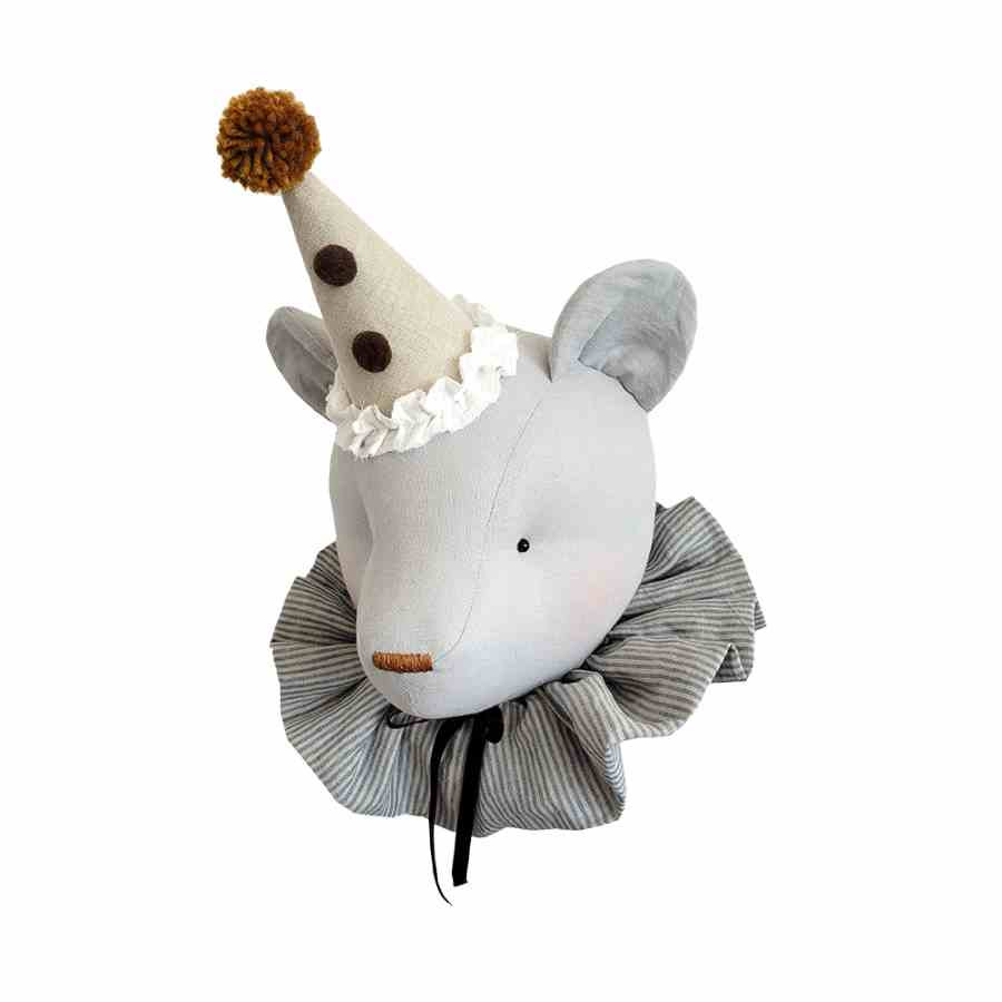 Trophée ours en lin - gris clair