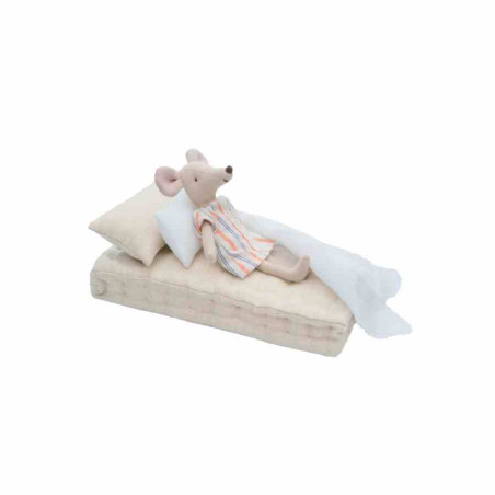 Petit matelas en lin pour poupée - beige