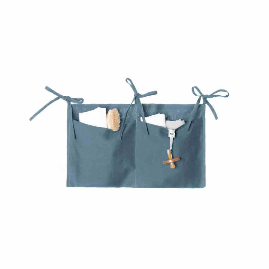 Pochette de rangement en lin - bleu
