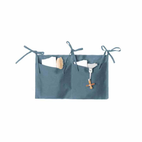 Pochette de rangement en lin - bleu
