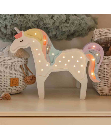 lampe veilleuse en bois licorne