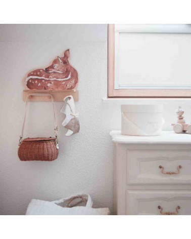 Étagère patère en bois biche