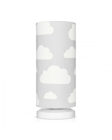 Lampe de chevet tube grise motif nuages
