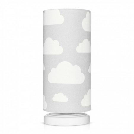 Lampe de chevet tube grise motif nuages