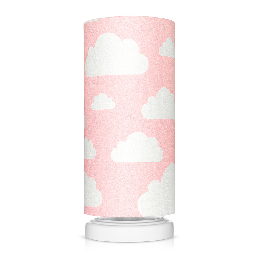 Lampe de chevet tube rose motif nuages