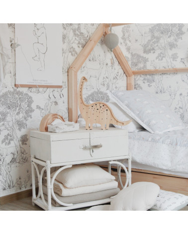 Lampe veilleuse en bois naturel dinosaure