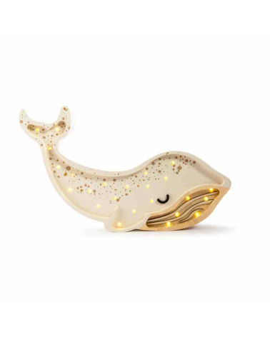 lampe veilleuse en bois baleine blanche
