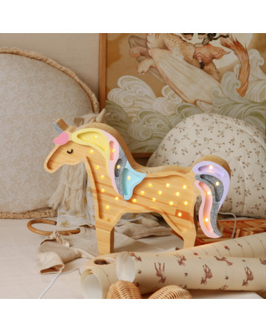 Lampe veilleuse en bois Licorne bois naturel