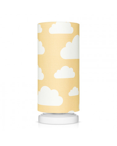 Lampe de chevet tube jaune moutarde motif nuages