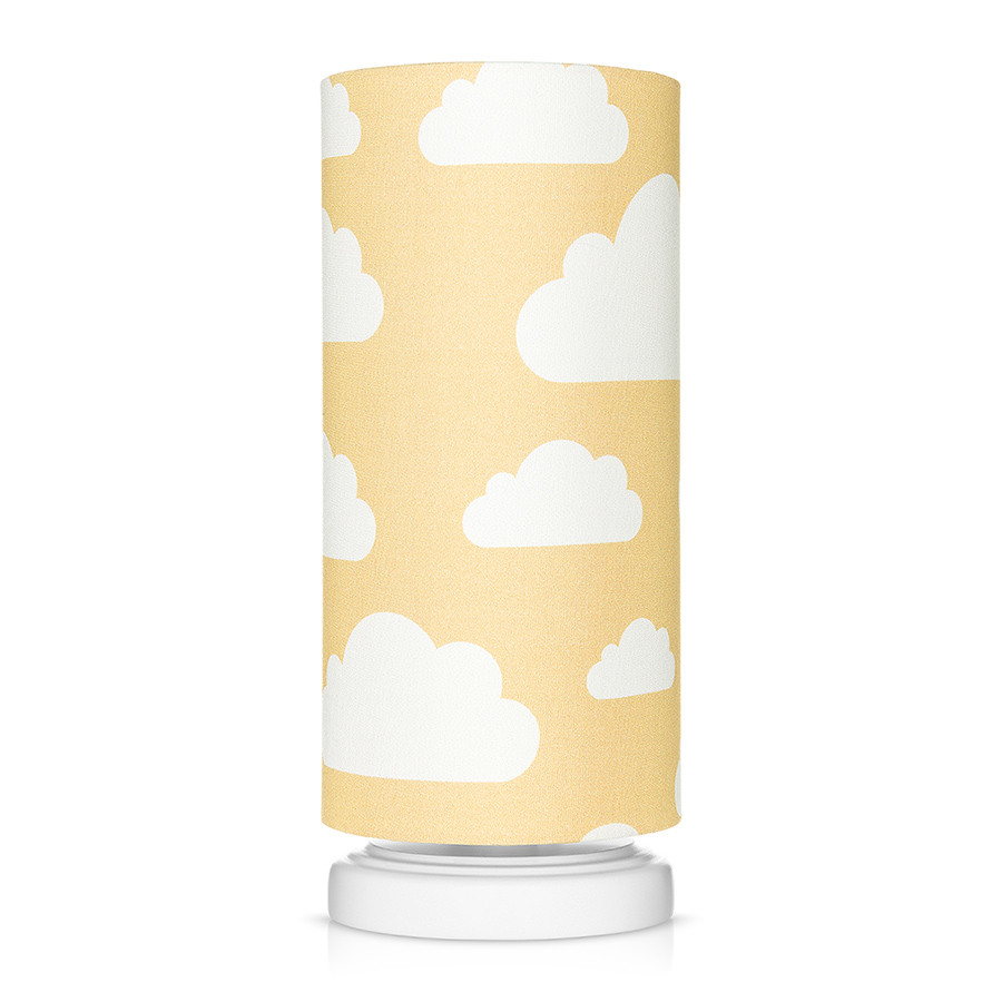 Lampe de chevet tube jaune moutarde motif nuages