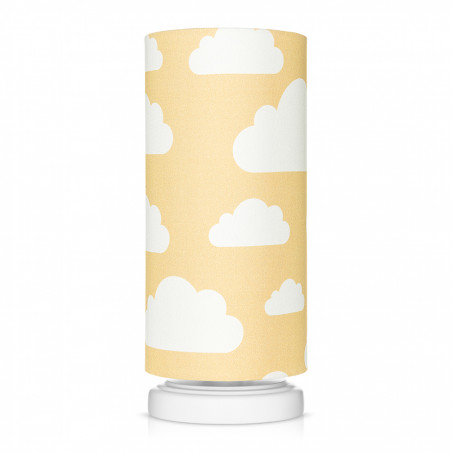 Lampe de chevet tube jaune moutarde motif nuages