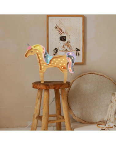 Lampe veilleuse en bois Licorne bois naturel
