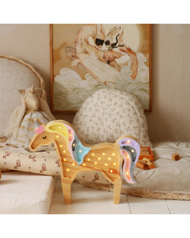 Lampe veilleuse en bois Licorne bois naturel