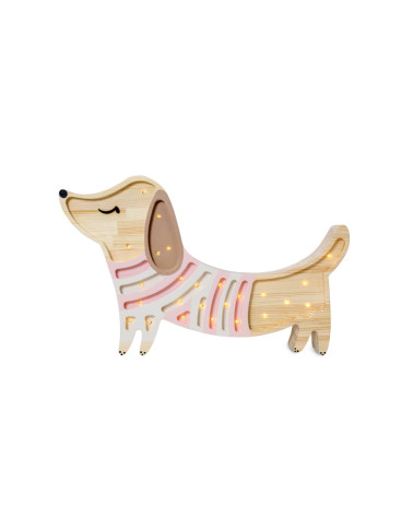 lampe veilleuse chien rose et crème