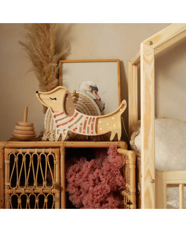 lampe veilleuse chien rose et crème strawberry cream