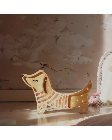 Lampe veilleuse chien rose et crème