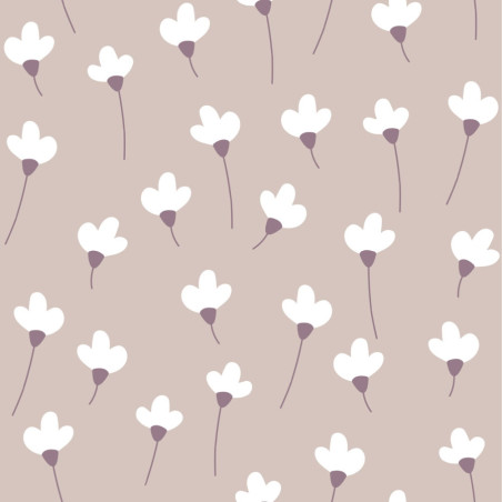 Papier peint enfant marguerites fond rose poudré